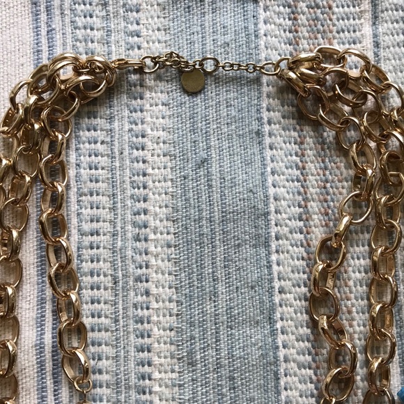 3 layer gold, white & turquoise necklace - Picture 5 of 5